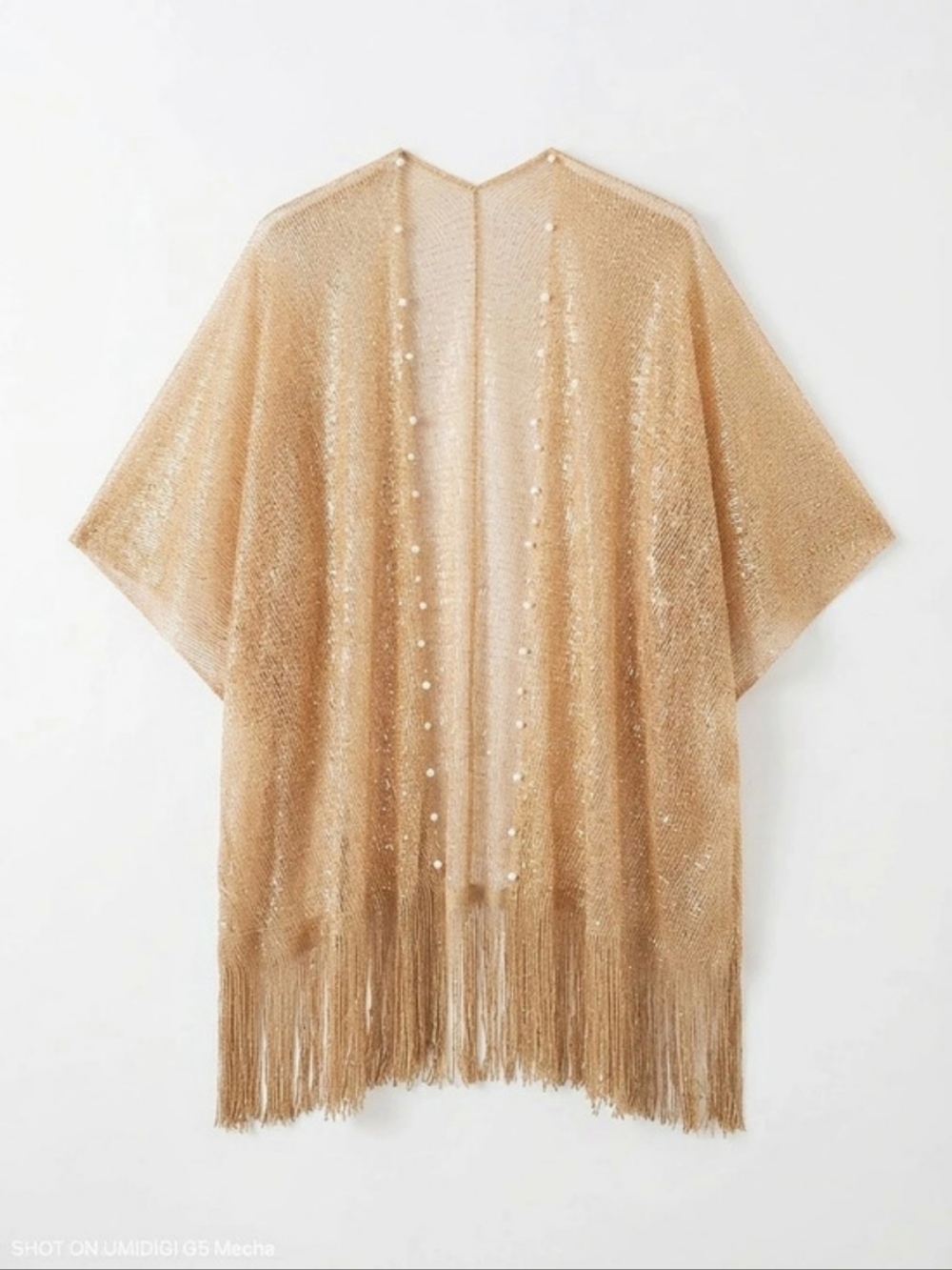 Gold Fringe Poncho Cape NWT